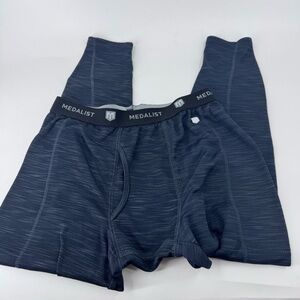 Sleek Black /Blue Boxer Brief long John / pajama pants with‎ Contoured Pouch